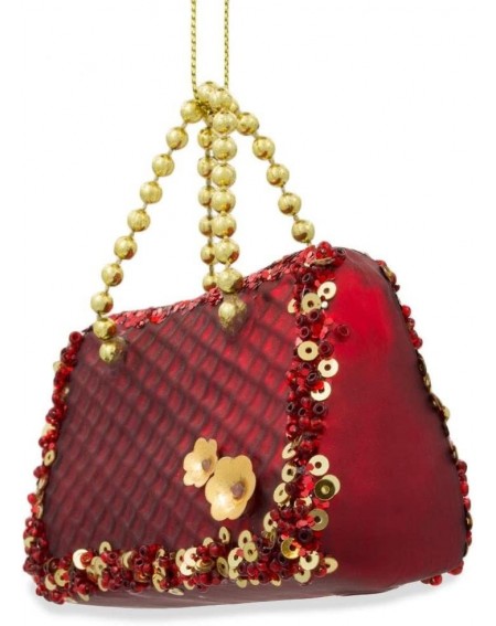 Ornaments Woman's Purse Glass Christmas Ornament 3.25 Inches - CF12H0OVH2P $14.70
