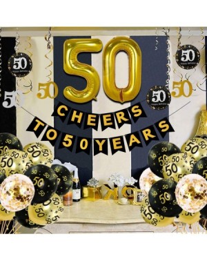 Party Packs 50th Birthday Party Decorations Kit Cheers to 50 Years Banner with Hanging Swirls- Number Balloons- Hat- Glitter ...