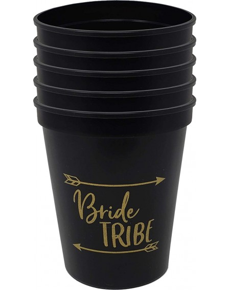 Tableware Bridal Bachelorette Party Cups - 5 Bride Tribe (Black) - 5 Bride Tribe Cups - CG1972SWMR6 $27.19