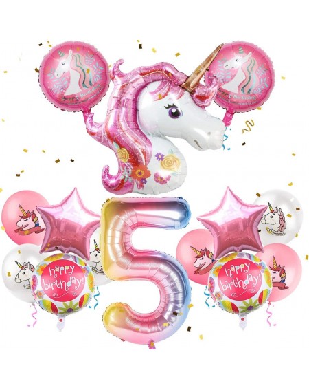 Balloons Unicorn Balloons Birthday Party Decorations for Girls 5th Party- 43" Pink Large Unicorn Gradient Jumbo Number"5" Foi...