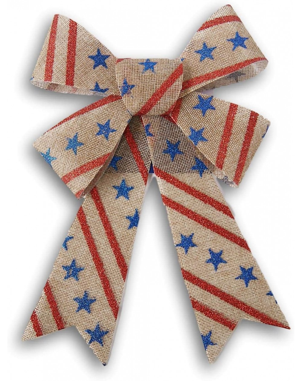 Bows & Ribbons Patriotic Holiday Glittery Stars and Stripes Decorative Burlap Bow - 7.5 x 11.5 - CA18SDYA2CU $9.82