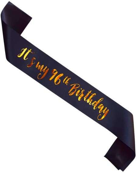 Favors It's My 96th Birthday sash- Black and Gold Women or Men 96 Years Birthday Gifts Party Supplies- Party Decorations - C5...