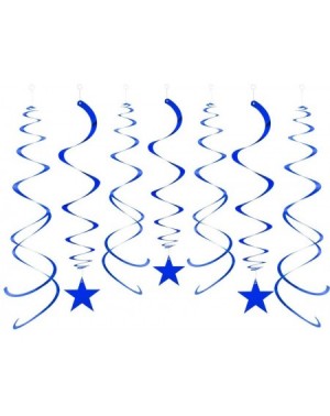 Streamers Hanging Swirl Party Star Swirl Spiral Decorations for Ceiling-Foil Dangling whirls Ceiling Decoration-Blue-Pack of ...