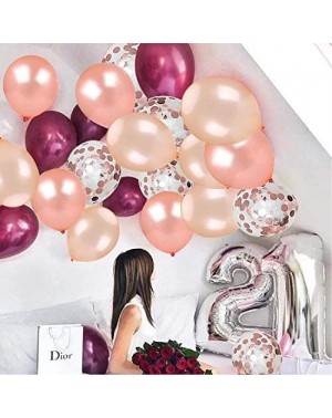 Balloons 62 Pieces Rose Gold Burgundy Confetti Balloons Kit - 12 Inches Rose Gold Confetti Burgundy Champagne Gold Latex Ball...