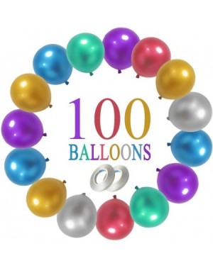 Balloons 5 Inches 100 Pack Metallic Assorted Color Balloons with 2 Ribbons- Thick Chrome Balloons for Birthday- Wedding- Arch...