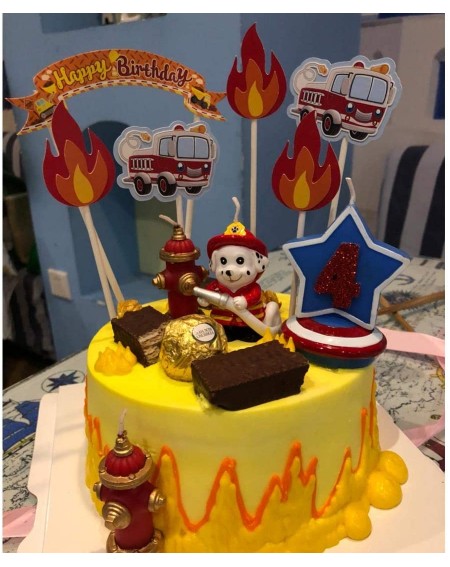 Birthday Candles CHARMING Birthday Candle Cake Topper Firefighting Candle - Red - CG18C8GAA2D $8.83