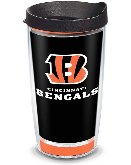 Tableware NFL Cincinnati Bengals - Touchdown Insulated Tumbler with Wrap and Black Travel Lid- 16 oz - Tritan- Clear - Clear ...