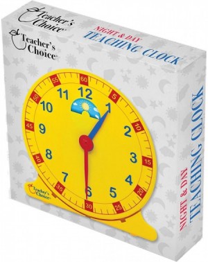 Banners & Garlands Learn How to Tell Time Teaching Clock - Large 12" Classroom Demonstration Night and Day Learning Clock - Y...