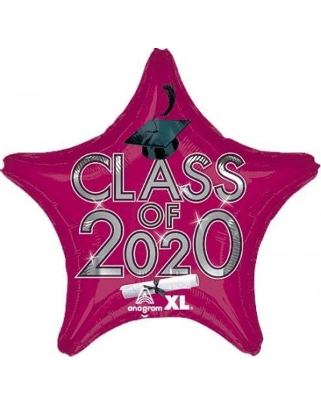 Balloons Graduation Cap Star Shaped Mylar Balloons - 6 Pack (Crimson & White- Class of 2020) - Crimson & White - Class of 202...