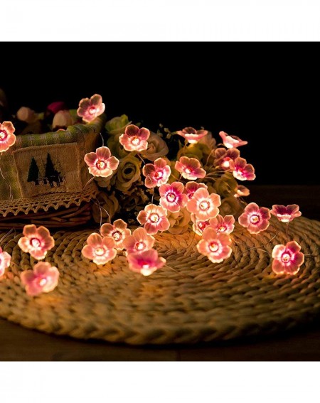 Indoor String Lights Pink Cherry Blossom Lights/10ft 30 LEDs Flower Lights with 8 Modes - C219CK5I9GU $13.12