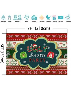 Photobooth Props Holiday Winter Snowflake Ugly Sweater Themed Photo Booth Party Photo Background Supplies 7x5ft Vinyl Tacky C...