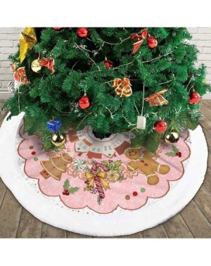 Tree Skirts Christmas Tree Skirt- 36" Faux Fur Plush Soft Xmas Tree Mat- Gingerbread Christmas Pattern Carpet Apron for Chris...