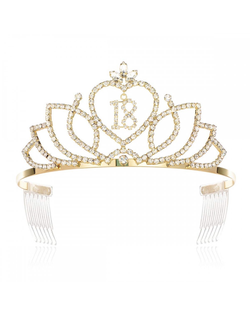 Adult Novelty Sweet Girls 18th Birthday Tiaras Crowns Princess 18th Birthday Tiara Crown Gold - 2-1/2"Tall 18th / Gold - CU18...