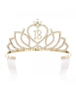 Adult Novelty Sweet Girls 18th Birthday Tiaras Crowns Princess 18th Birthday Tiara Crown Gold - 2-1/2"Tall 18th / Gold - CU18...