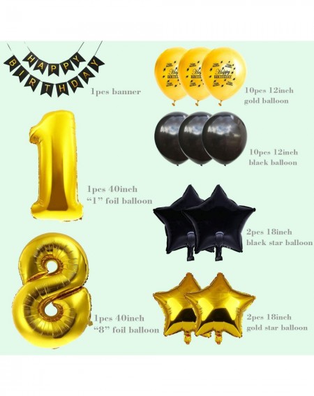 Balloons 18th Birthday Party Decorations Balloons - Happy Birthday Letters Banner 18 Gold Foil Balloon 18th Birthday Supplies...