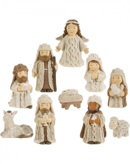 Nativity Knit Look Resin 3 Inch Miniature 10 Pc Nativity Set - C9186YSTTMS $25.88