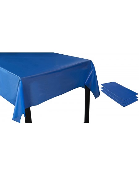 Tablecovers Royal Blue Plastic Tablecloth - 3-Pack 54 x 108-Inch Rectangle Disposable Graduation Table Cover- Fits up to 8-Fo...