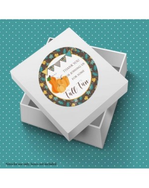 Favors Fall Fun Pumpkins & Leaves Teal Thank You Sticker Labels- 40 2" Party Circle Stickers by AmandaCreation- Great for Par...