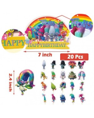 Cake & Cupcake Toppers Trolls Party Supplies Includes Banner-1 Glittery Trolls Cake Topper-20 Trolls Cupcake Toppers-20 Ballo...