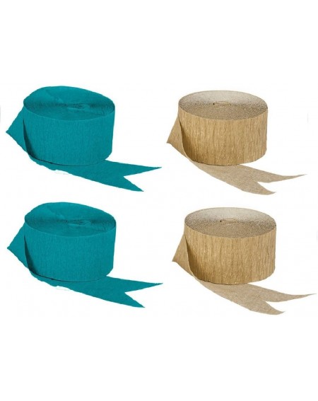 Streamers Teal and Dark Metallic Gold Crepe Paper Streamers (2 Rolls Each Color) Made in USA - CM184DIEUI6 $7.99