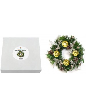 Candleholders Christmas Advent Wreath with Silver Ribbon Accents and Gold Ring Candle Holder- Great Holiday Traditional Décor...