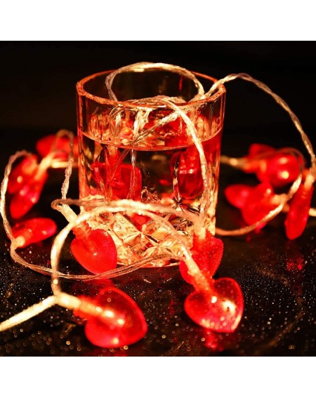 Indoor String Lights Red Heart Shaped String Lights- 6.5ft 20LED Fairy Lights with Remote Control for Valentine's Day- Mother...