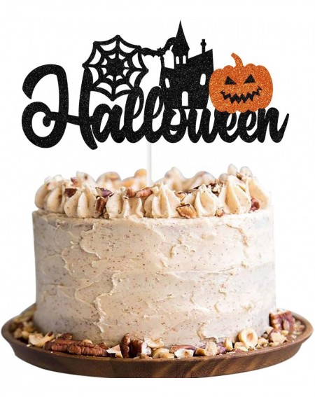 Cake & Cupcake Toppers Halloween Birthday Cake Topper Happy Boo Day Skeleton Pumpkin Spider Web Haunted House Cake Decor Birt...