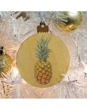 Ornaments Pineapple Fruit on Yellow Tropical Background Wood Christmas Tree Holiday Ornament - C9187GE6Z9R $17.30