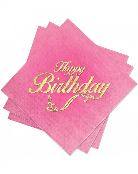 Tableware Birthday Party Lunch Napkins - 3 Colors Pink Ombre- Blue Ombre or Ivory - 3 Ply - Size 6.5 x 6.5 Inches (50 Pack) -...