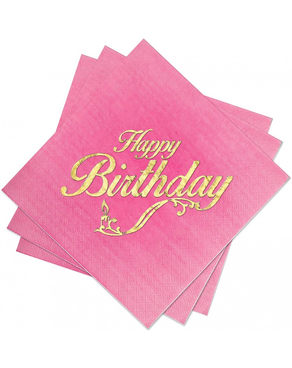 Tableware Birthday Party Lunch Napkins - 3 Colors Pink Ombre- Blue Ombre or Ivory - 3 Ply - Size 6.5 x 6.5 Inches (50 Pack) -...