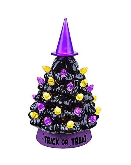 Tree Toppers Mr. Halloween Mini LED Vintage Witch Hat Tree Decoration in Black - C419I36Y2XH $40.50