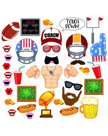 Photobooth Props Super Bowl Photo Booth Props (36Count)- Football Party Game Day Shoot Photo Props with Sticks for Team Sport...