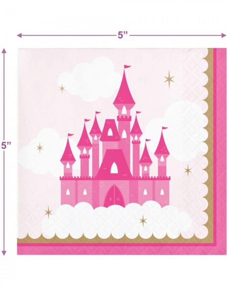 Party Packs Pink Princess Party Supplies - Little Princess Castle Paper Dessert Plates and Beverage Napkins (Serves 16) - Des...