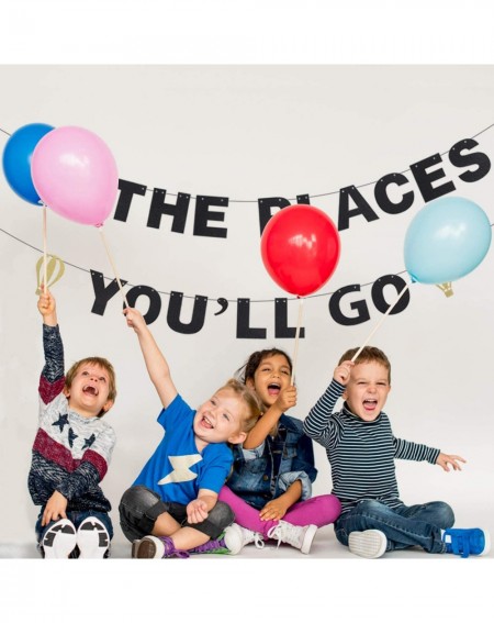 Banners Oh The Places You'll Go Birthday Banner - Congrats Grad 2020 Graduation Party - Kids School Days Bon Voyage Hot Air B...