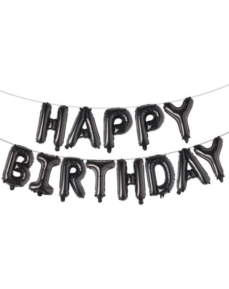 Balloons Happy Birthday Balloons- Aluminum Foil Banner Balloons for Birthday Party Decorations and Supplies (Black) - Black -...