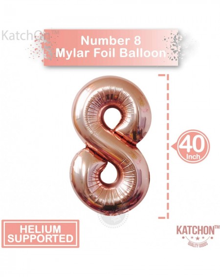 Balloons Rose Gold Number 8 balloon - foil mylar Rose Gold Balloons Party Decorations rose gold party supplies for Engagement...