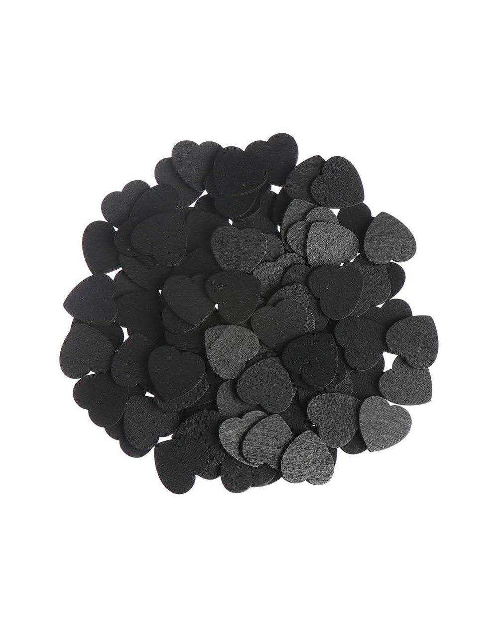 Confetti Wall Sticker Hearts Shaped Wood Crafts Wooden Chips Confetti Slices 100pcs 18mm New Year colloc ation(Black) - Black...