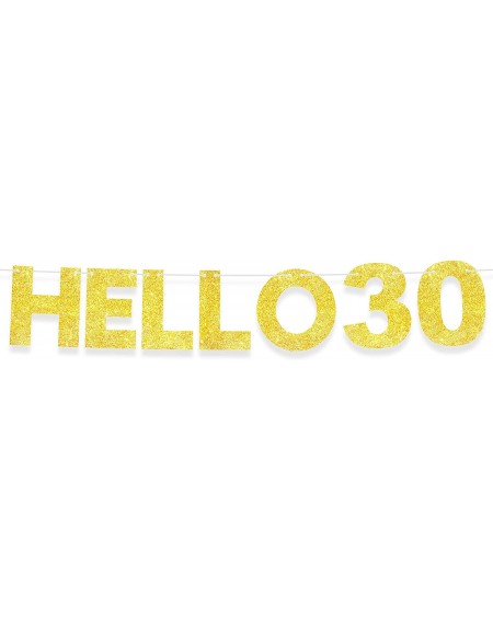 Banners Hello 30 Banner Happy Birthday Gold Glitter Theme Party Decor Picks for 30th Years Old Birthday Bunting Garland Decor...