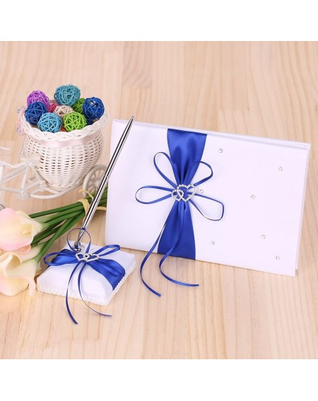 Guestbooks 5pcs/Set Wedding Supplies Double Heart Satin Flower Girl Basket + 7 7 inches Ring Bearer Pillow + Guest Book + Pen...