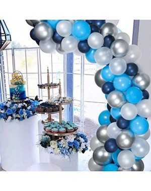 Balloons 135 Pcs Blue Balloon Garland Arch Kit -Silver Confetti- Navy Blue- Royal Blue Balloons Baby Shower Boy Party Decorat...