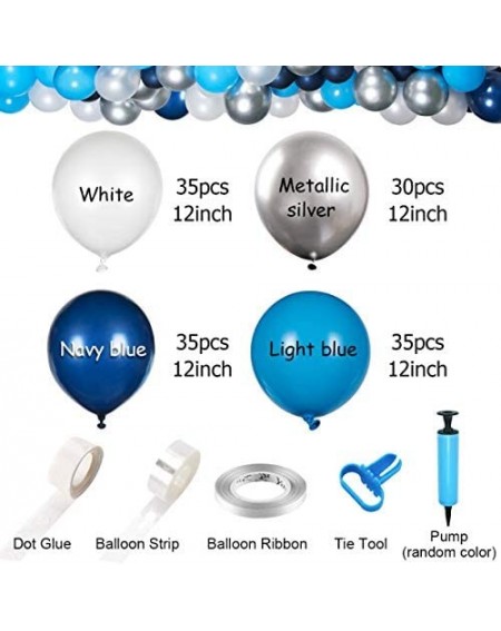 Balloons 135 Pcs Blue Balloon Garland Arch Kit -Silver Confetti- Navy Blue- Royal Blue Balloons Baby Shower Boy Party Decorat...