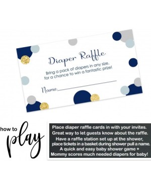 Invitations Abstract Navy and Gold Diaper Raffle Ticket (25 Cards) Baby Shower Games - Invitation Inserts - Drawings for Spri...