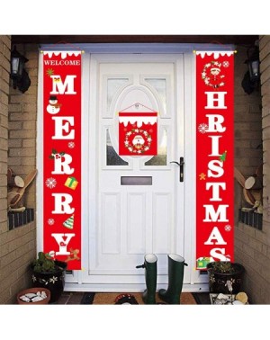 Banners & Garlands Merry Christmas Porch Sign Banners- Christmas Decorations Red Porch Sign for Door- Christmas Party Hanging...