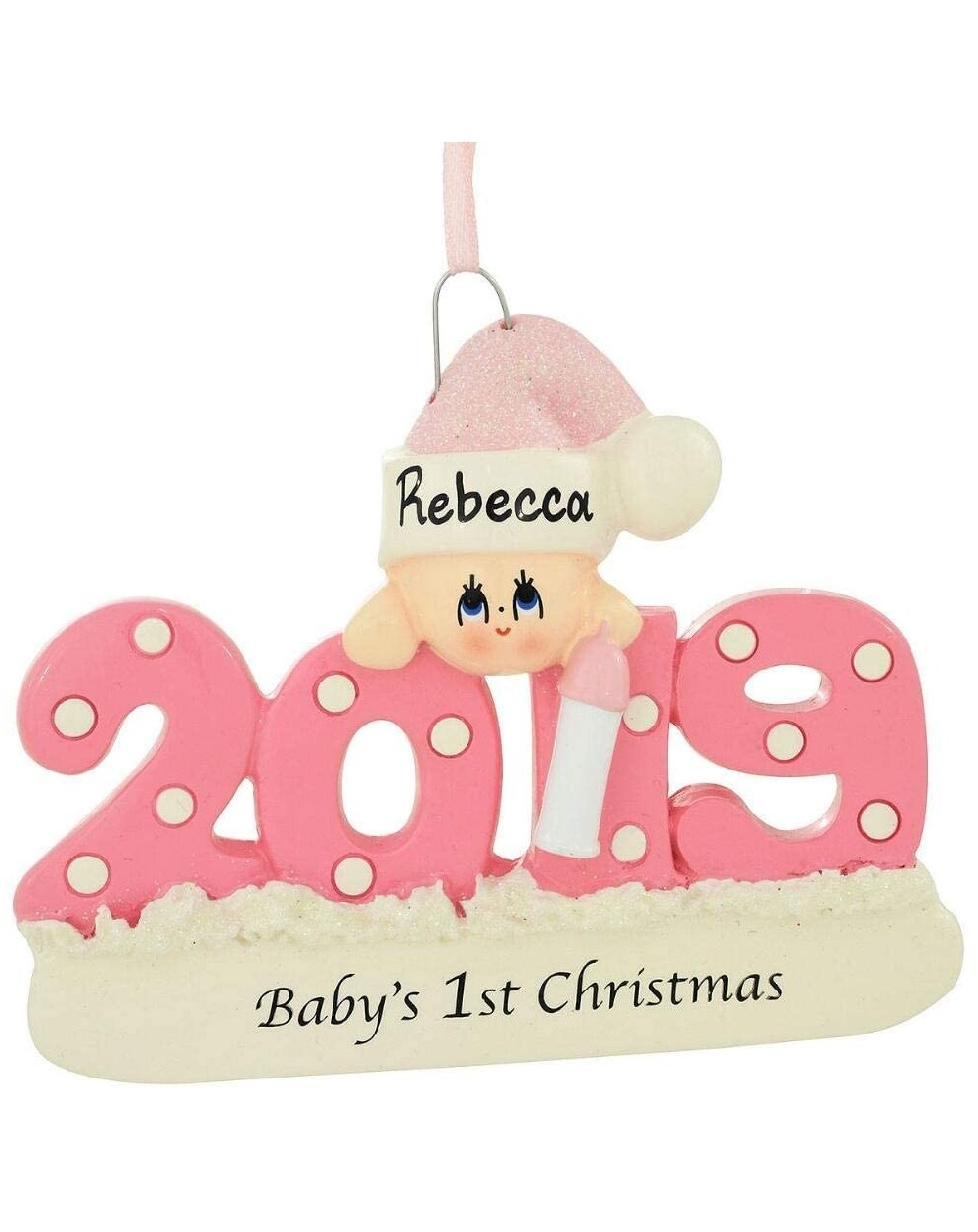 Ornaments Baby's First Xmas Ornament 2019 - Pink/Girl - Includes Personalization - CR1266Y4G2N $18.53