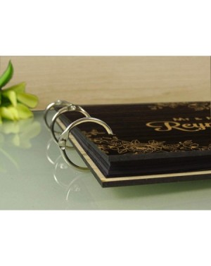 Guestbooks Custom Wedding Floral Wood Engraved Guest Book Personalized Bride & Groom Photo Album Scrapbook - Brown (Design8) ...