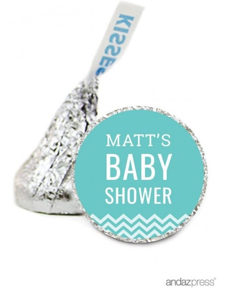 Favors Diamond Blue Chevron Boy Baby Shower Collection- Personalized Chocolate Drop Label Stickers Single- Custom Your Text H...
