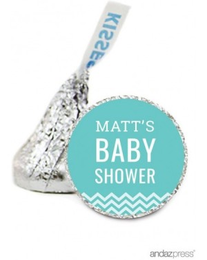 Favors Diamond Blue Chevron Boy Baby Shower Collection- Personalized Chocolate Drop Label Stickers Single- Custom Your Text H...