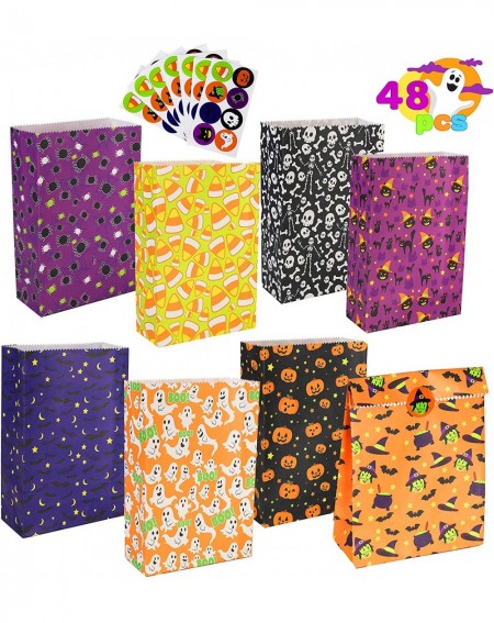 Party Favors 48 PCs Halloween Paper Treat Bags- Trick or Treat Goodie Bags- Candy Bags with Stickers for Halloween Party Favo...