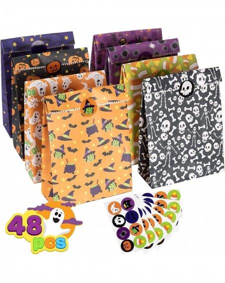 Party Favors 48 PCs Halloween Paper Treat Bags- Trick or Treat Goodie Bags- Candy Bags with Stickers for Halloween Party Favo...