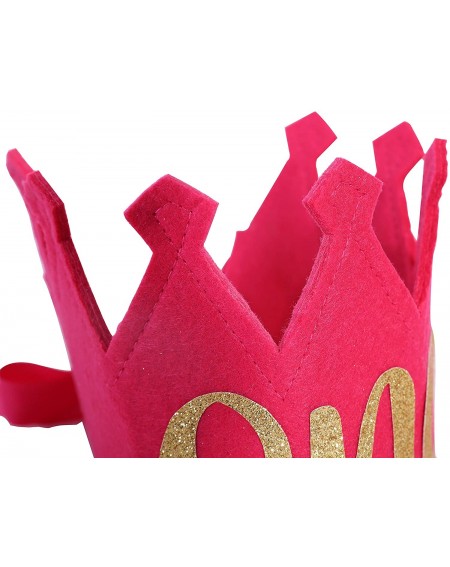 Party Hats Rose Red Birthday Crown for 1st Birthday Party -1st Birthday Crown for Photo Booth Props and Backdrop Cake Smash- ...